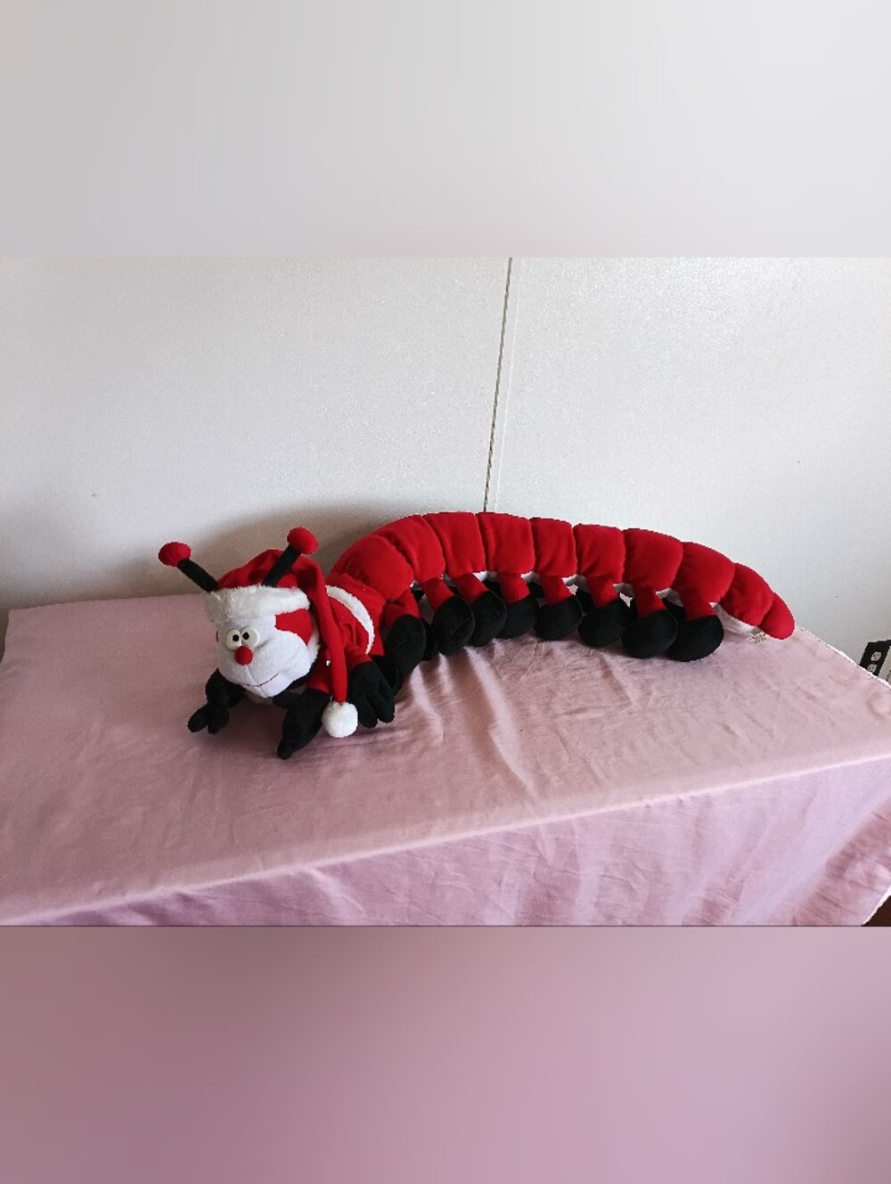 42” Christmas Caterpillar Plush Stuffed Animal – Red & White Santa Outfit Holida